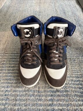 Michael Kors Women's High-Top Sneakers in Blue, Charcoal Grey, Black & White